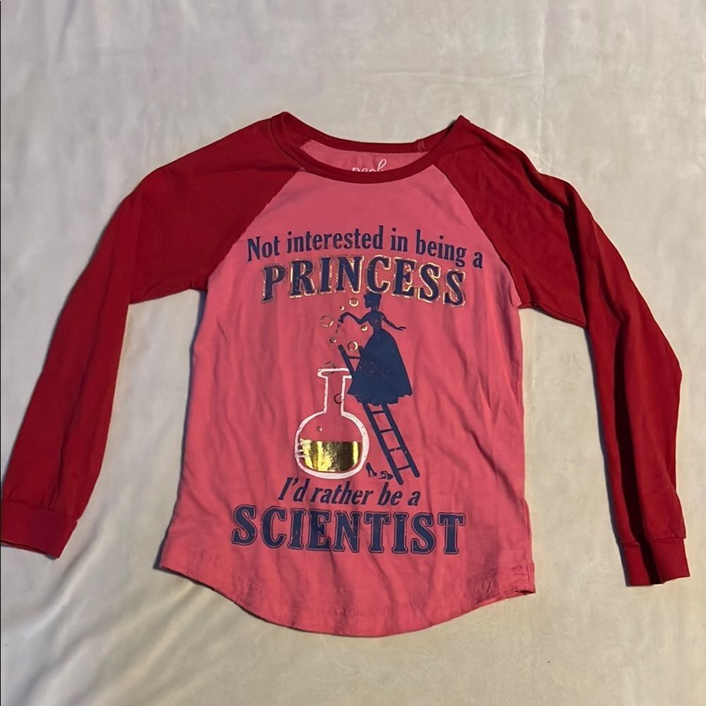 Peek Raglan Long Sleeve Tee in Pink and Red